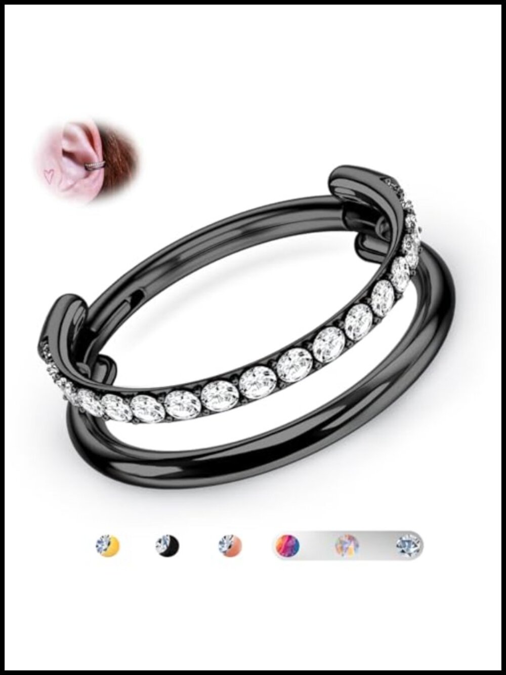 16G Titanium Hinged Cartilage Earring Double Hoop Nose Ring Piercing Jewelry